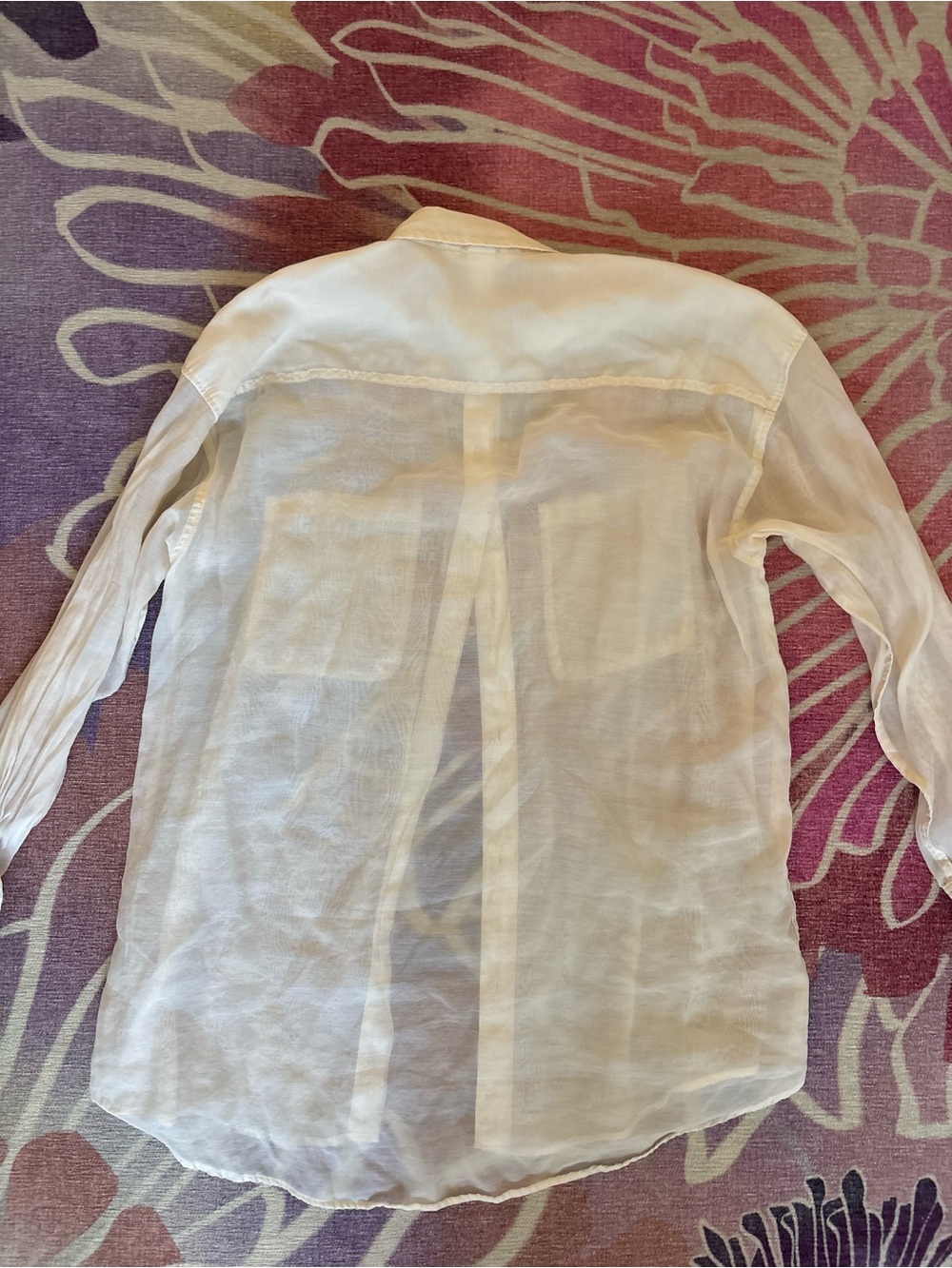 H&M White Sheer Long-Sleeve Girls' Button-Up Blouse